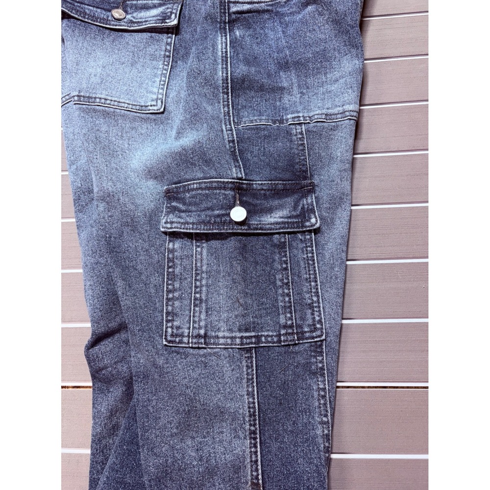 KanCan Women Blue Cargo Jeans Straight Leg High Rise Stretch Denim KC7843D 13/30 - Picture 12 of 13